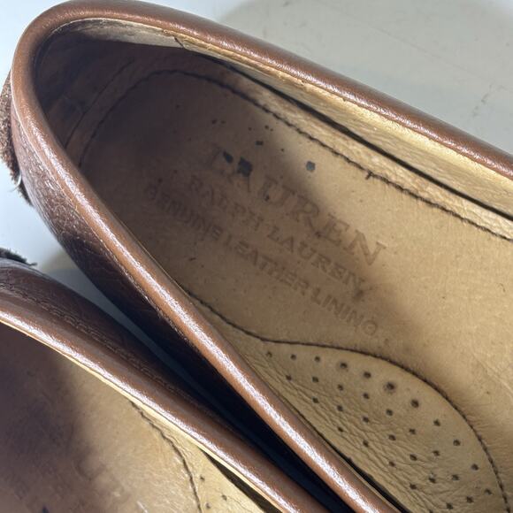 Lauren Ralph Lauren Size 6.5 B Camila Driving Loafer Tan Leather Classic Casual - Picture 7 of 10